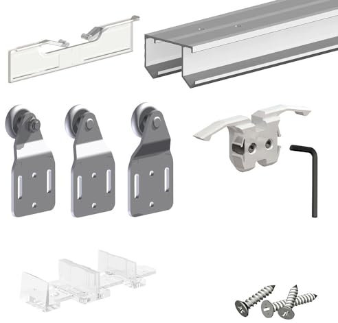 Schiebetürbeschlag SLID'UP 110, Laufschiene 300 cm, 3 Türen bis je 45 kg, für Schranktüren, Kleiderschränke, Nischen