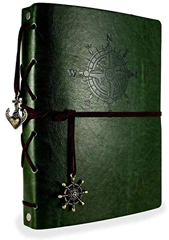 ThxMadam Green Scrapbook Leather Photo Album Vintage Wedding Guest Book Memory Book with 60 Black Pages Present for Valentines Anniversary Mother's Day Birthday Gift for Teacher Student Kids Friend