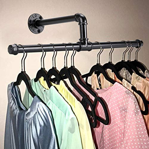 BSTKEY - Soporte de pared para barra de ropa y toallas, color negro