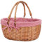 G GOOD GAIN Cestino da Picnic,Cesto in vimini con Doppi Manici Pieghevoli Fodera, Cesto da Picnic in Salice, Cesto Intrecciato Mano Naturale,Cesto per Imballaggio Regalo,Cesto per Uova di Pasqua,Rosso