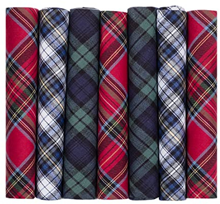 7 Pack of Tartan Cotton Handkerchiefs