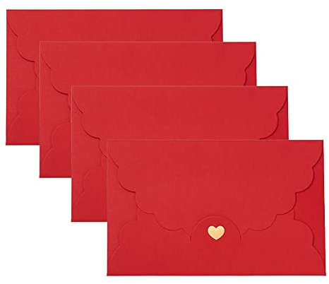 JIHUOO 20 Stück Einladungsumschläge Kraftpapier Geschenkkarten Umschläge Retro Briefumschläge Umschlag für Hochzeit Einladungskarten Rot