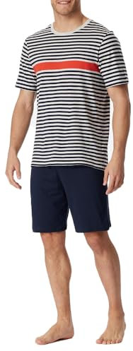 Schiesser Herren Schlafanzug kurz Rundhals - Nightwear Set, Jeansblau_181165, 54
