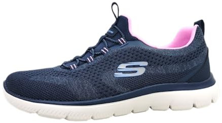 Skechers Women's Summits New Nature, Navy Knit/Pink & Periwinkle Trim, 5.5 UK