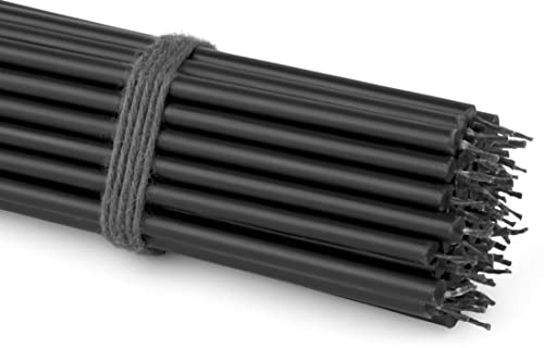NKlaus 36130 - Lot de 50 bougies à tige - Noir - 16 cm - En paraffine fine - Sans suie et anti-goutte - Longue durée de combustion - Pour décoration, gothique et cérémonies