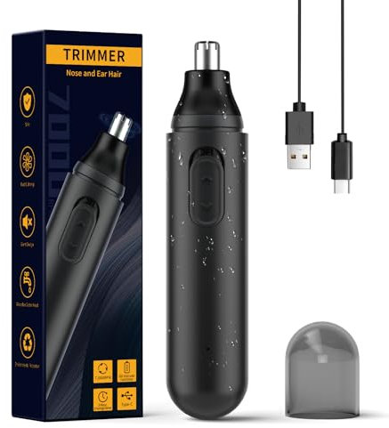 Nasenhaartrimmer-2023 Upgraded USB Wiederaufladbare Nasenhaartrimmer Ohrhaartrimmer für Männer und Frauen, IPX7 Wasserdicht Dual Blade Professioneller Schmerzfreier Nasen- und Gesichtshaarschneider