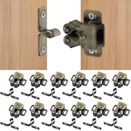 YALiya 12 Stück Möbelschnapper, Doppel-Rollenschnäpper für Schrank,Kleiderschrank Tür Ball Roller Catch, für Möbel, Schränke, Kleiderschränke(Bronzefarbe)