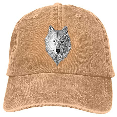 GTDEALS Unisex Erwachsene Herren Baseball Cap Sonnenhut Verstellbare Fischermütze für Herren, Naturl Wolf, One size