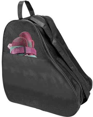 LUWOO Roller Skate Bag, Breathable Roller Skate Bag with Adjustable Shoulder Strap, Oxford Cloth Ice Skate Shoes Carry Bag for Women, Men (Black)