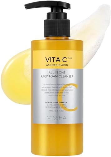 MISSHA Vita C Nettoyant visage tout-en-un Bubble Foam 200 ml, détoxification profonde des pores, bulles magiques avec