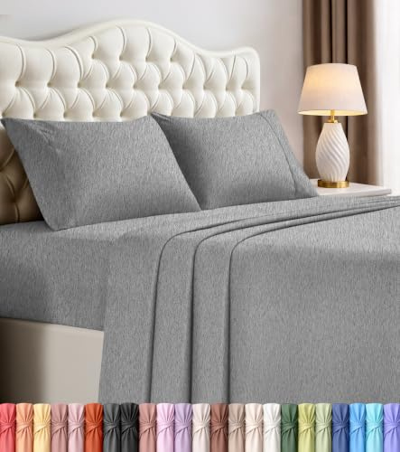Utopia Bedding Queen sängkläder set – 4 delar sängkläder – borstad mikrofiber – krympnings- och blekningsbeständig – enkel skötsel (drottning, ljung grå)