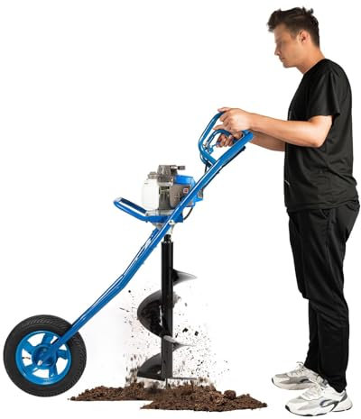 OUBUBY Tarière à essence 63 CC - 2 temps - Tarière à essence - Poteaux de clôture - Tarière à excavatrice - Diamètre : 770 mm - 2200 W
