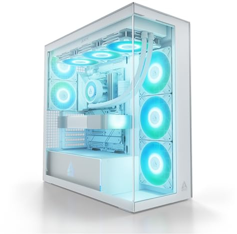 ARCTIC Xtender (White) - PC-Gehäuse, Gehärtetes Panorama-Glas, 2X 420 mm Radiator Support, Full Tower, Big Tower, bis zu E-ATX, 5X A-RGB Lüfter vormontiert - Weiß