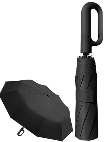 Parapluie pliable automatique - Parapluie compact coupe-vent avec protection UV, ouverture et fermeture automatiques | Parapluie de voyage avec poignée de mousqueton, parapluie pliable léger pour