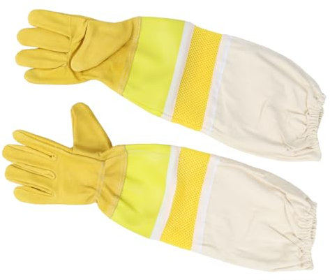 Imkerhandschuhe Pro mit Atmungsnetz in M L XL XXL aus Ziegenleder für Insekten Bienen Imkerei Stichschutz, L (9)