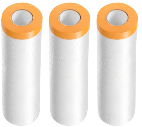 QUARKZMAN 3 Rollos de Película de Enmascarar Pre-Cubierta 59.1 x65.6Ft Cinta y Cubierta de Plástico para Pintores con Cinta Lámina de Plástico para Cubrir Pintura de Automóviles