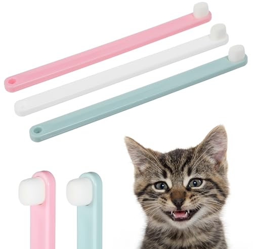 3 Stück Zahnbürste Für Hunde Und Katzen, Hundezahnbürste Entfernt Zahnbelag, Katzen Zahnbürste Gründliche Reinigung, Tragbar Reisefreundlich für Kleine Haustiere