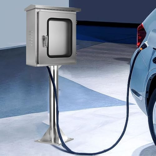 Boitier Coffret Electrique Coffret de projet électrique extérieur verrouillable pour la protection de la charge, boîtier de jonction métallique en acier inoxydable pratique et colonne avec couvercle(C
