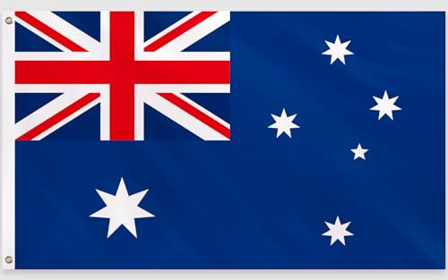 PartyYaa Drapeau de l'Australie, 150 x 90 cm Drapeau australien Impression unilatérale avec 2 œillets en laiton, imperméable, drapeau de l'Australie pour la fête nationale, Coupe du monde, rues