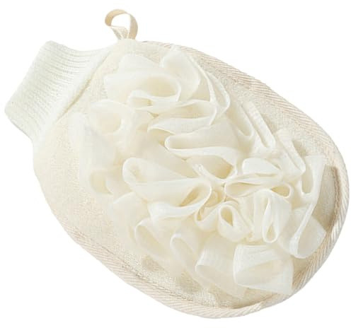 DINHEAROM Exfoliating Mittens for Bathing Made from Flax Material with Convenient Storage and Drying Features for Thorough Cleanse during Exfoliating Treatments and Shower Use