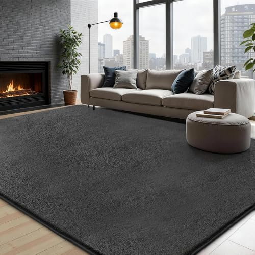 XSIVOD Soft Area Rugs for Living Room, Fluffy Carpet Rugs for Bedroom, Washable Non-slip Shaggy Rugs for Dorm Teens Room Decor, Modern Indoor Carpets for Playroom Study Office, 80x160 cm, Dark Grey