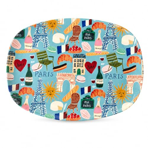 Rice - Vassoio in melamina Paris Mon Amour, 30 x 21,5 cm, senza BPA, lavabile in lavastoviglie, leggero e infrangibile, colorato