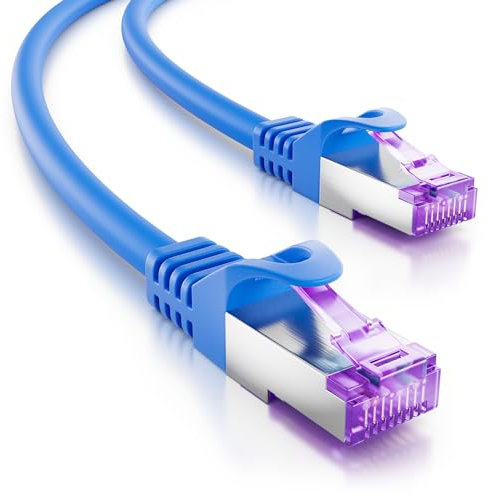 deleyCON 2m Cable de Red CAT7-10 Gigabit - Cable de Conexión RJ45 Cable Ethernet (Cobre, Blindaje SFTP PiMF) - para Highspeed LAN DSL Switch Modem Router Patchpanel CAT7 CAT6 CAT5 - Azul
