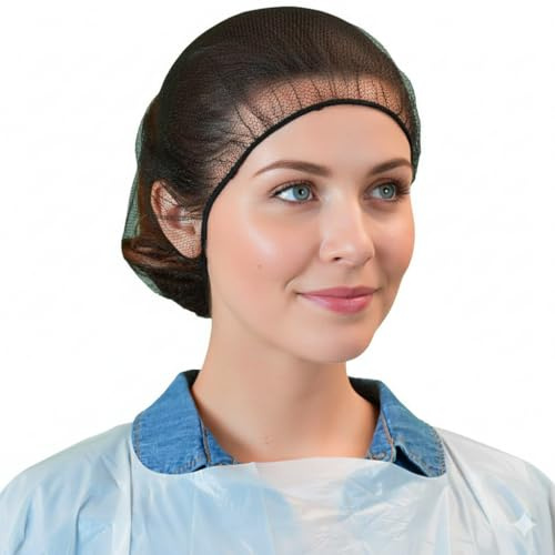 QIAN SOU Disposable Hair Nets Food Service Nylon Caps Breathable Honeycomb 24 (100)