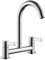 Ghopy Dual Lever Kitchen taps Mixers 2 Hole Deck Mounted Cold and Hot Mixer Tap Modern 360° Swivel Spout Brass Basin Bridge Mixer tap (Chrome)