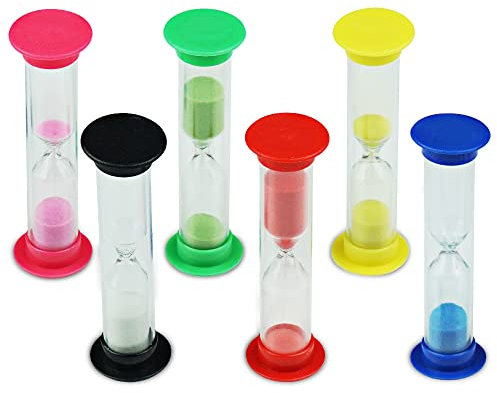 Gvolatee Sanduhr Timer, Sanduhr-Set, bunter Sand, Küchen-Timer-Uhr, Zeitmanagement, für 30s,1min,2min, 3min, 5min, 10min Set(6 Stück)