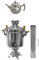 Russischer/Türkischer Holzkohle Samowar aus Edelstahl 5 Liter mit 1 Liter Design Teekanne
