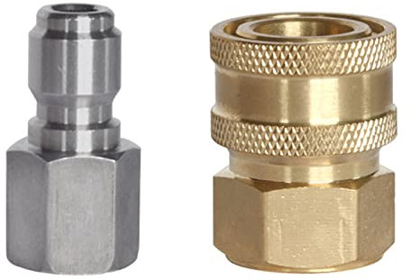 YS0911 2 Pcs Pressure Washer Adapter 3/8 1/4 Inch Quick Connect Fittings - Stainless Steel Easy To Use Garden Hose Converter