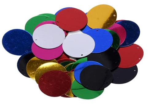 50g Shiny Round Confetti 30mm Bulk Loose Sequins Round PVC Sequins with Hole Holographic Spangles Paillettes Applique for Making Sequin Bags Clothes Shoes Hats Crafts Sewing Decoration (Solid Color)