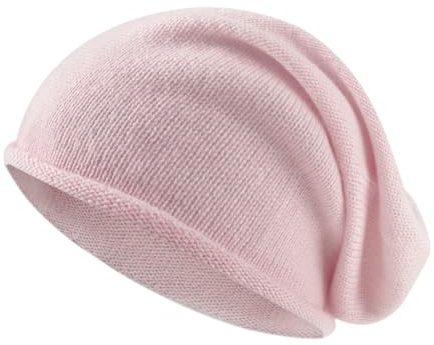 Tinncana Cappello da Donna e da Uomo in Misto Lana e Cachemire con Bordo Arrotolato, Inverno Caldo Morbido Unisex Skull cap Cappello (IT, Testo, Taglia Unica, Rosa)