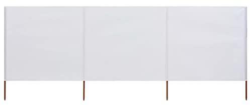 Homgoday Paravent de plage à 3 panneaux en tissu blanc sable 400 x 80 cm Pare-vent sur la plage ou le camping