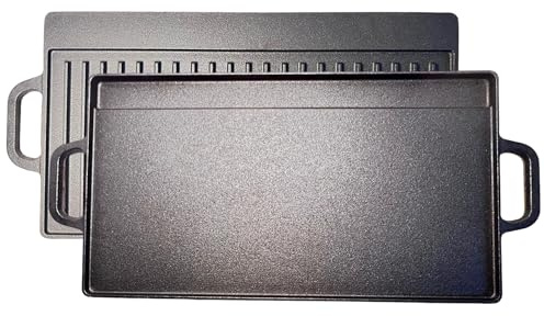 Thorness Versatile Cast Iron Double-Sided Non-Stick Grill Pan for Perfect Grilling Indoors & Outdoors