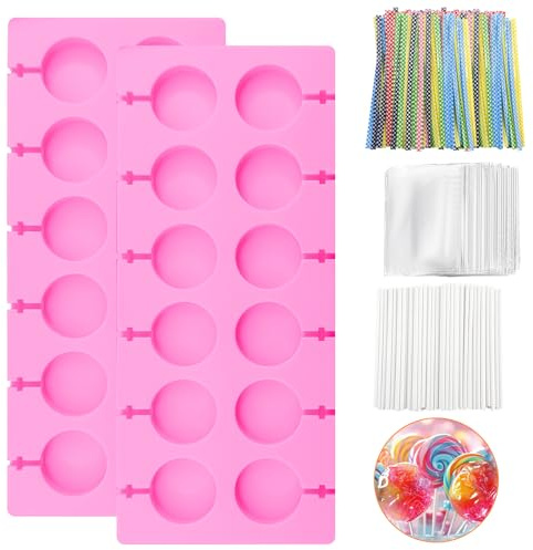 2 Silikon Lollipop Formen 12 Fach Rund Cake Pop Form mit Stielen
