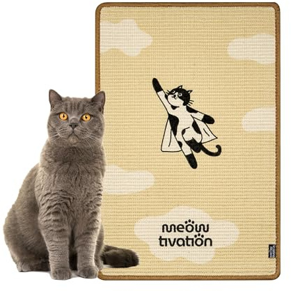 Alfombrilla rascadora para Gatos - Alfombra de sisal Natural, diseño Soar & Scratch, Resistente y Multifuncional, tapete y Mueble rascador Robusto para Gatos