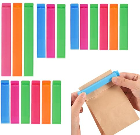 Vikrami lighting 18 Stück verschlussclips für Beutel, Clips für tüten 8/11/13/18 cm, klammern für tüten Clips, Gefrierbeutel Clips, klipser für tüten Verschlussklammern Plastik für Verpackung Snacks