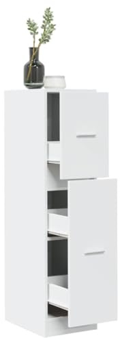 Foknhdi Armario farmacéutico blanco 30 × 41 × 118 cm madera 3 cajones armario armario armario dormitorio oficina