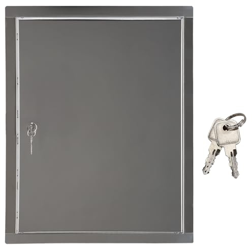 KOTARBAU® Inspektionsdörr, 20 x 30 cm, rostfritt stål, åtkomstpanel, lättillgänglig lucka, granskningsdörr, vägg- eller taklucka, silver, nyckellås