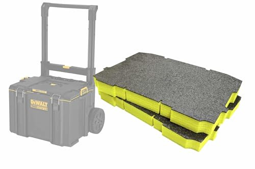 Shadow Foam ToughSystem 2.0 Rullande verktygslåda skuminlägg [dubbelpack] Skär och skala skuminlägg för DeWalt ToughSystem 2.0 verktygslådor | verktygsorganisation, Kaizen, 5s, verktygslagring (50 mm, gul)