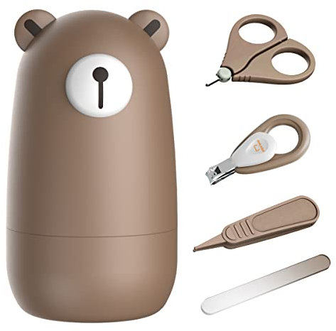 PAPABEAR Baby Nagelknipser Set mit niedlichem Etui Nagelknipser Set Nagelknipser und Fußfeilen für Baby Maniküre Pediküre Geschenk für Neugeborene