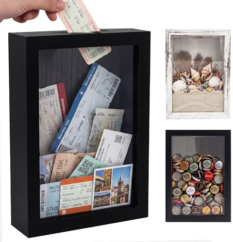 GraduationMall Marco de caja de sombra de 5 x 7 pulgadas con ranura, caja de memoria, caja de memoria de corcho de vino, caja de almacenamiento de recuerdos, caja de almacenamiento de recuerdos, color