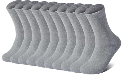 YOUCHAN 10 Paires de Chaussettes Pour Hommes Femme Classiques Confortable Respirantes Coton Chaussettes Gris 35-38