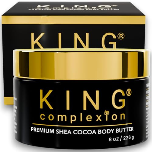 King Complexion Shea Cocoa Premium Body Butter - Large 8 oz - Coconut Oil - Black Skincare - Body Moisturizer - Ultra Hydration - Massage Butter - Light Cocoa Smell - Gives Skin It's Natural Glow