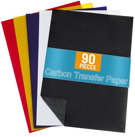 Invalidism Lot de 90 feuilles de papier transfert carbone multicolore A4 pour motifs de couture pour bois, papier, toile à broder