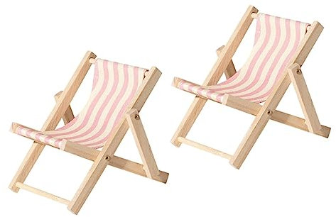Housoutil Support De Téléphone Portable Forme De Chaise De Plage Miniature en Bois Pliable 2 Pièces Support Pratique pour Smartphone Et Décoration De Bureau