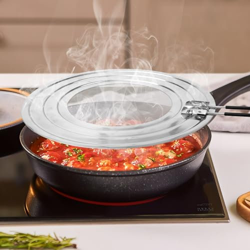 JOLIGAEA Protection Anti-Eclaboussures, 30cm Couvercle Anti-Projections en Acier Inoxydable avec Poignée Pliable, Protection Contre Les Éclaboussures pour la Cuisson et la Friture