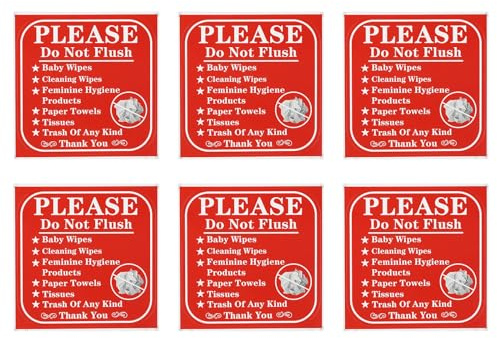 PATIKIL Panneaux Autocollants Please Do Not Flush, Lot de 6, 152 x 152 cm, pour Avertissement de Toilettes de Salle de Bain